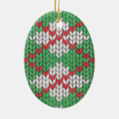 XMAS RAUTE STRICK Keramik Oval Ornament (Hinten)