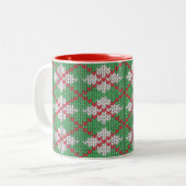 XMAS RAUTE STRICK Red Zwei-Tonen-Tasse Zweifarbige Tasse (Vorderseite Links)