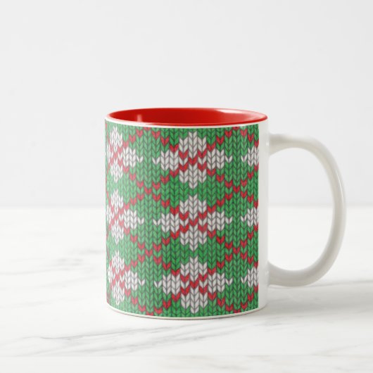 XMAS RAUTE STRICK Red Zwei-Tonen-Tasse Zweifarbige Tasse (Rechts)