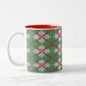XMAS RAUTE STRICK Red Zwei-Tonen-Tasse Zweifarbige Tasse (Links)