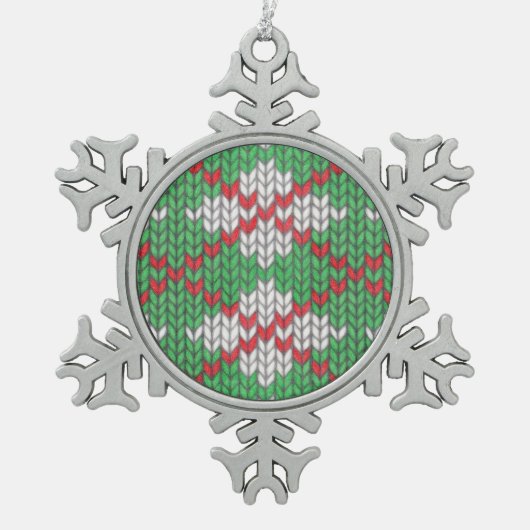 XMAS RAUTE STRICK Zinnsschneeflocke Ornament (Vorderseite)