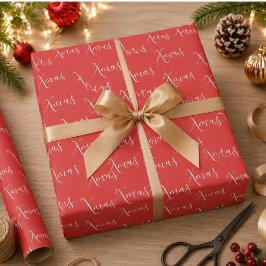 Xmas Red Script Pattern Weihnachtsfeiertag Geschenkpapier