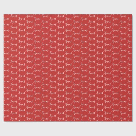 Xmas Red Script Pattern Weihnachtsfeiertag Geschenkpapier (Flach)