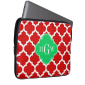 Xmas Red White Marokko #5 Emerald Name Monogram Laptopschutzhülle (Vorne Rechts)