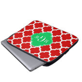 Xmas Red White Marokko #5 Emerald Name Monogram Laptopschutzhülle (Vorne Knopf)