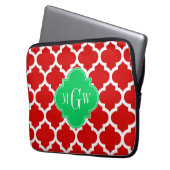 Xmas Red White Marokko #5 Emerald Name Monogram Laptopschutzhülle (Vorderseite Links)
