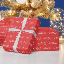XMAS Red White Trendy Personalisiert Geschenkpapier