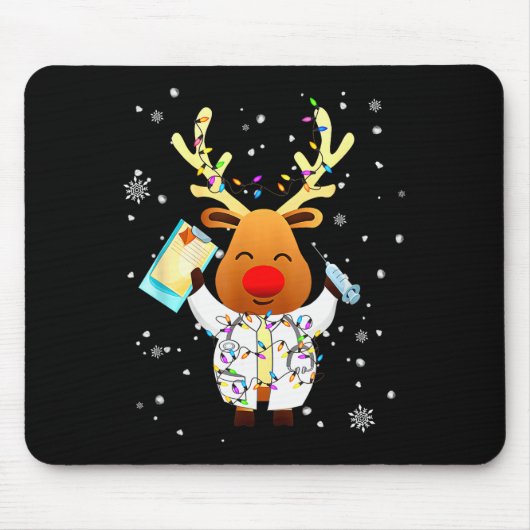 Xmas Reindeer Doctor Reindeer Lover Funny Christma Mousepad (Vorne)