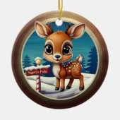 Xmas Reindeer Wildlife North Pole Deer Rustic 🎄🦌 Keramik Ornament (Vorne)