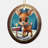 Xmas Reindeer Wildlife North Pole Deer Rustic 🎄🦌 Keramik Ornament (Links)