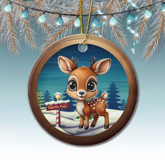 Xmas Reindeer Wildlife North Pole Deer Rustic 🎄🦌 Keramik Ornament