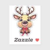 Xmas Rentier, Reh mit Geweih, Cartoon grafisch Aufkleber (Blatt)