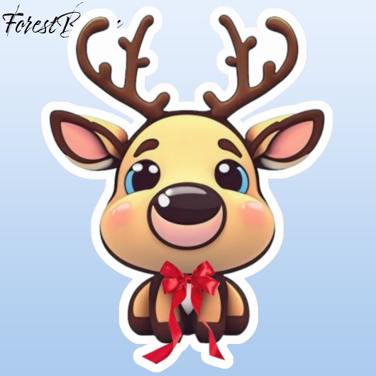 Xmas Rentier, Reh mit Geweih, Cartoon grafisch Aufkleber