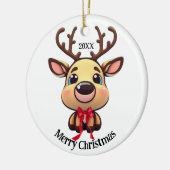 Xmas Rentier, Reh mit Geweih, Cartoon grafisch Keramik Ornament (Links)