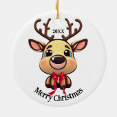 Xmas Rentier, Reh mit Geweih, Cartoon grafisch Keramik Ornament (Hinten)