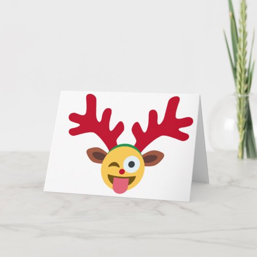 xmas Rentiere wink emoji Feiertagskarte (Vorderseite)