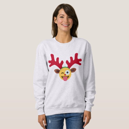 xmas Rentiere wink emoji women Sweatshirt (Vorne ganz)