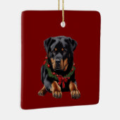 Xmas Rottweiler Weihnachten mit Garland Collar Keramikornament (Rechts)