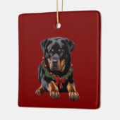 Xmas Rottweiler Weihnachten mit Garland Collar Keramikornament (Links)