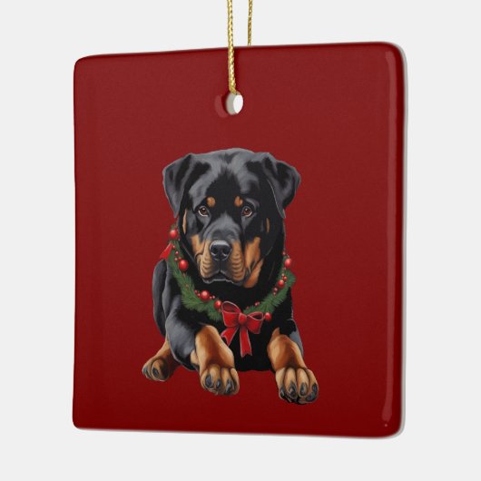 Xmas Rottweiler Weihnachten mit Garland Collar Keramikornament (Links)