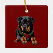 Xmas Rottweiler Weihnachten mit Garland Collar Keramikornament (Vorderseite)