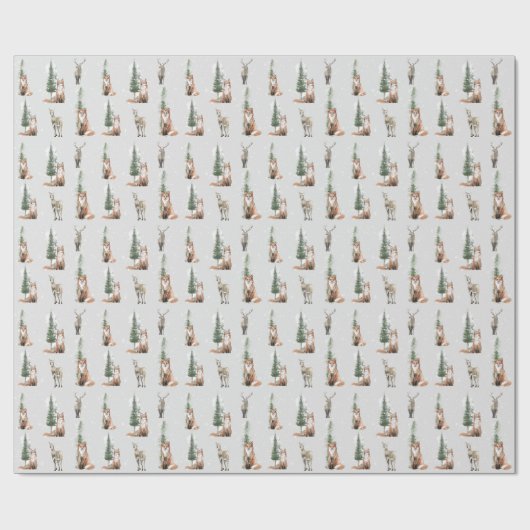 Xmas Rustic Kraft Elegant Schneewintertiere Geschenkpapier (Flach)