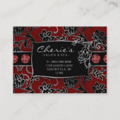 Xmas Salon Gift Card Spa Floral Red Silver Rabattkarte (Rückseite)