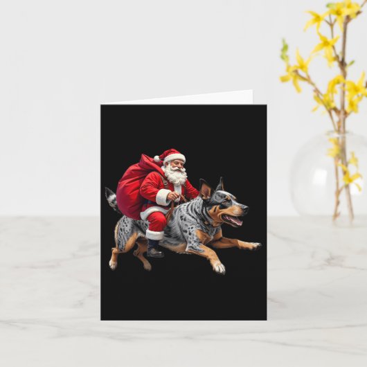 Xmas Santa Australian Cattle Dog Weihnachten Karte (Gelbe Blume)