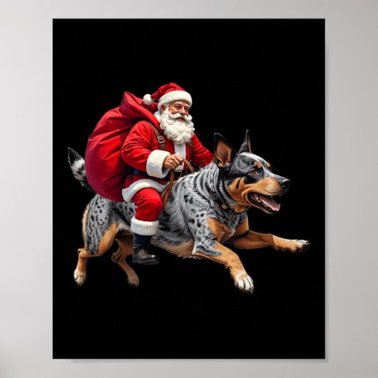 Xmas Santa Australian Cattle Dog Weihnachten Poster (Vorne)