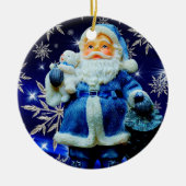 XMAS SANTA BLUE ICE CRYSTALS KERAMIK ORNAMENT (Vorne)