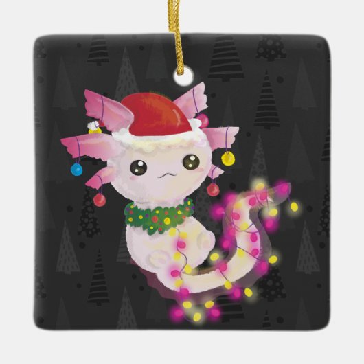 xmas santa claus axolotl keramikornament (Vorderseite)