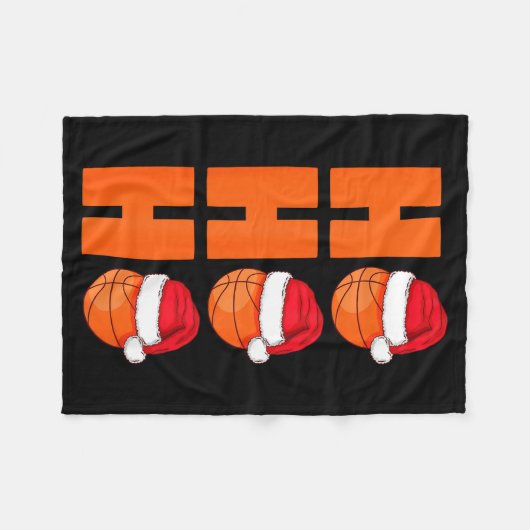 Xmas Santa Claus Basketball Christmas  Fleecedecke (Vorderseite (Horizontal))