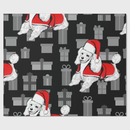 xmas santa claus poodle geschenkpapier (Flach)