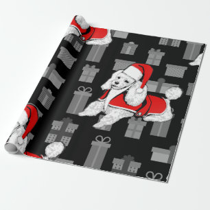 xmas santa claus poodle geschenkpapier