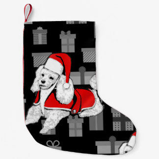 xmas santa claus poodle kleiner weihnachtsstrumpf