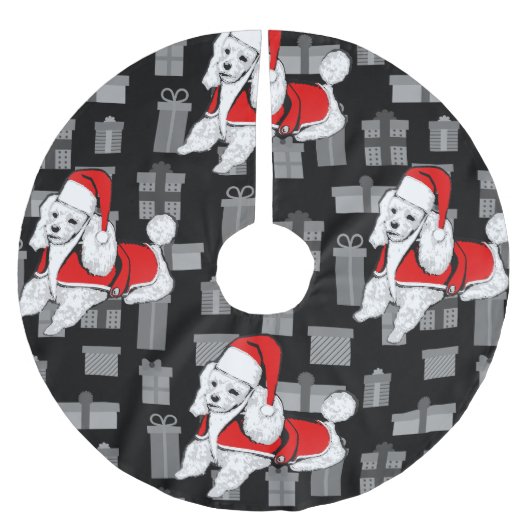 xmas santa claus poodle polyester weihnachtsbaumdecke (Vorderseite)