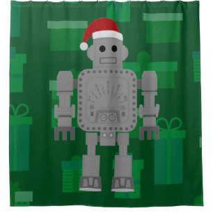 xmas santa clubrobot duschvorhang