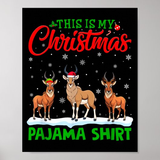 Xmas Santa Hat Reindeer Antelope Christmas Pajama Poster (Vorne)
