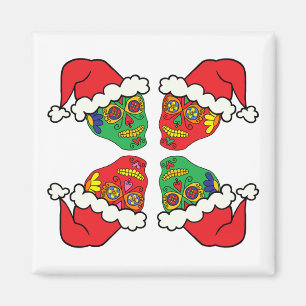 Xmas Santa Sugar Skulls Magnet