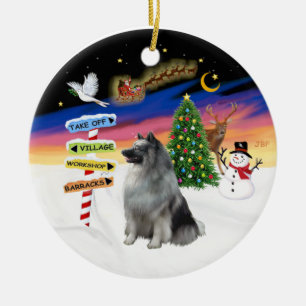 Xmas-Schilder - Keeshond #1 Keramikornament
