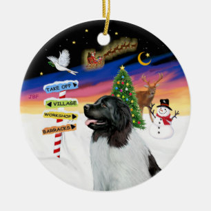 Xmas-Schilder - Newfie Landseer Keramikornament