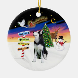 Xmas-Schilder - Sibirischer Husky #1 Keramikornament