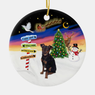Xmas-Schilder - Zwergpinscher (Natur) Keramik Ornament