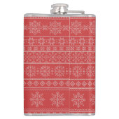 Xmas Schneeflocke hässlich Pullover Strickmode rot Flachmann (Rückseite)