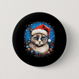 Xmas Schneemädchen Katze Weihnachten Button