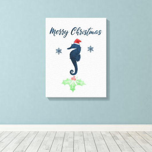 Xmas Seepferd Leinwanddruck (Insitu (Holzboden))