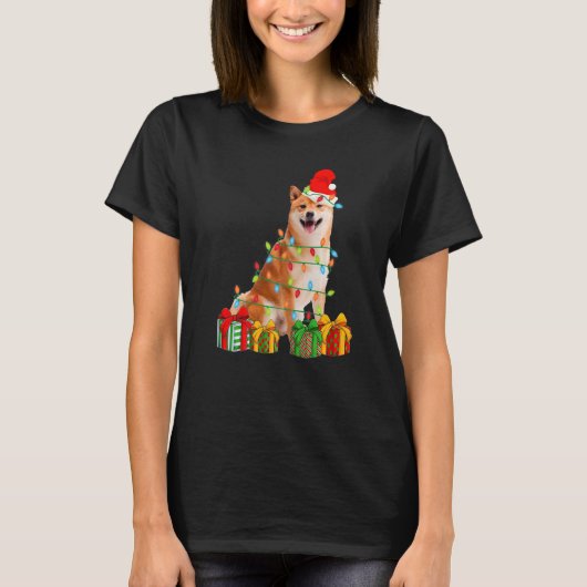Xmas Shiba Inu Dog Christmas Lights Puppy T-Shirt (Vorderseite)