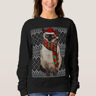 Xmas Siamese Cat Santa Claus Hat Uggge Weihnachten Sweatshirt