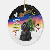 Xmas Signs - Black Cocker Spanisch Keramik Ornament (Links)
