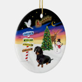 Xmas Signs - Black-Tan Dackel #14 Keramikornament (Rechts)